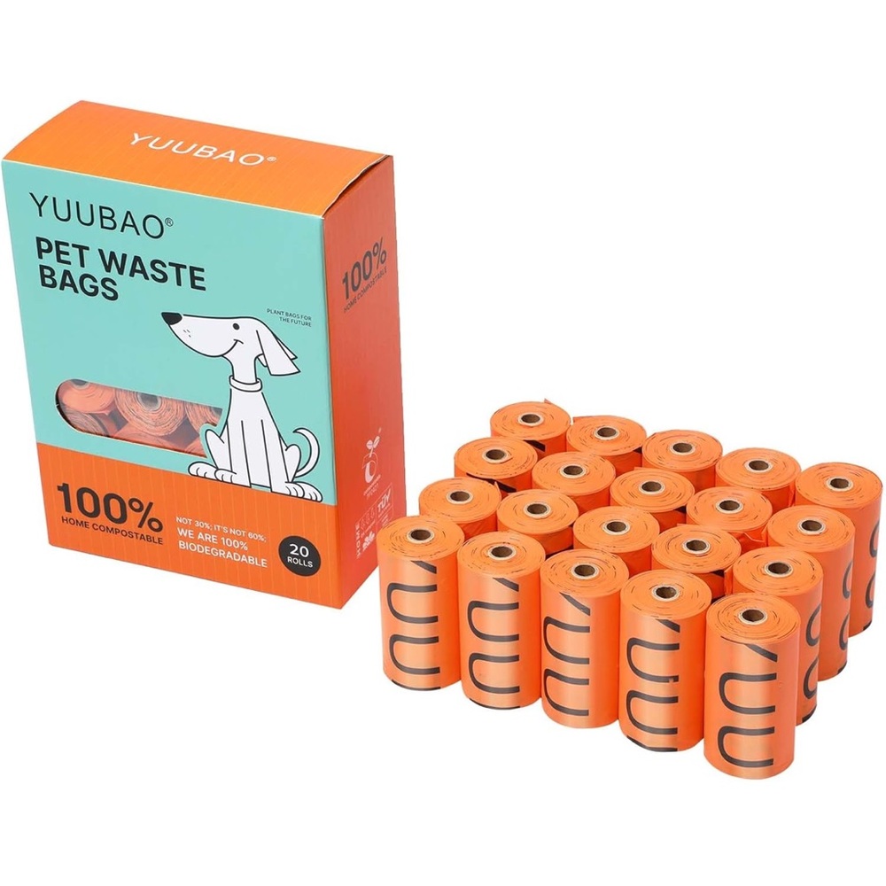 100% Compostable Lavender Dog Poop Bags Rolls, Leak Proof Extra Thick 900 Counts